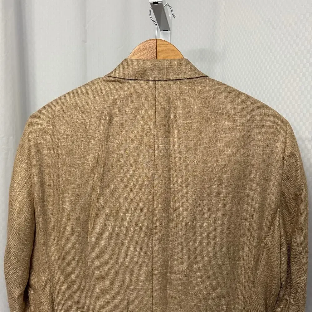 J Hilburn Bamboo Blazer Mens 42S Woven Unstructured Light Brown Tan Two Button